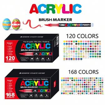 GuangNa 72/120/168/240 Color 1 Set Of Color Soft Wool Direct Liquid Acrylic Markers Pens, Large Capacity Student Art Art Painting Coloring Book Fill Pen Diy Hand-Painted Shoes T Blood Shirt Waterproof Painting Pen 48/60/72 Color Stackable Color Impermeable Paper Watercolor Pen Marker Back To School