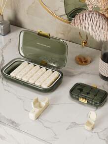 1pc 7 Days Portable Pill Box Weekly Pill Box Travel Medicine Storage Pill Case Drug Container Tablet Dispenser Plastic Independent Lattice