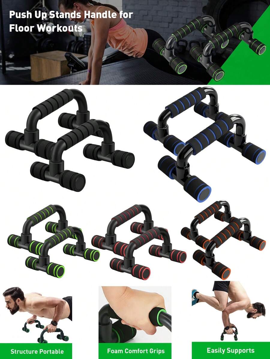 1 对俯卧撑杆力量训练，防滑坚固结构，适合男女年轻家庭室内外健身健身房配件、运动、健身房、家庭锻炼、腹部轮、腹部滚轮