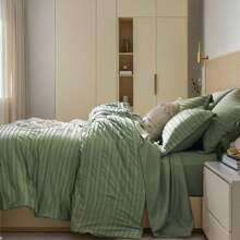 7 Piece(Queen / King) Bed In A Bag Comforter Set, Stylish Solid Comforter, Soft Microfiber, Comfortable And Warm, Cloud-Like Soft Bedding Set, Bedroom Decor For Spring/Summer/Autumn/Winter,Ideal Gift - 綠色 - 查看 4