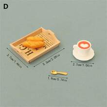 6 件套微型逼真食物玩具泡沫塑料咖啡杯、面包、托盘、餐具模型装饰 - 多款 - 查看 14