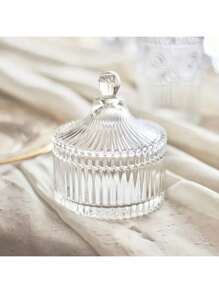 1 pieza Tarro de caramelo de vidrio transparente con tapa, recipiente de almacenamiento para exhibición en bodas/eventos - transparente - Ver 3