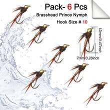 6/12 قطعة من ال- 10# طعوم صيد السمك سريعة الغرق برأس من سلك التنجستن، ذبابات النمفى لصيد السلمون، طعوم صيد السمك - متعدد الألوان - مشاهدة 3