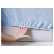 4-Piece King Size Sheet Set, Double Queen Size Percale, 200 Thread Count, 100% Plain Cotton, With Elastic, Soft Touch - MÀU XANH DƯƠNG - Xem 2