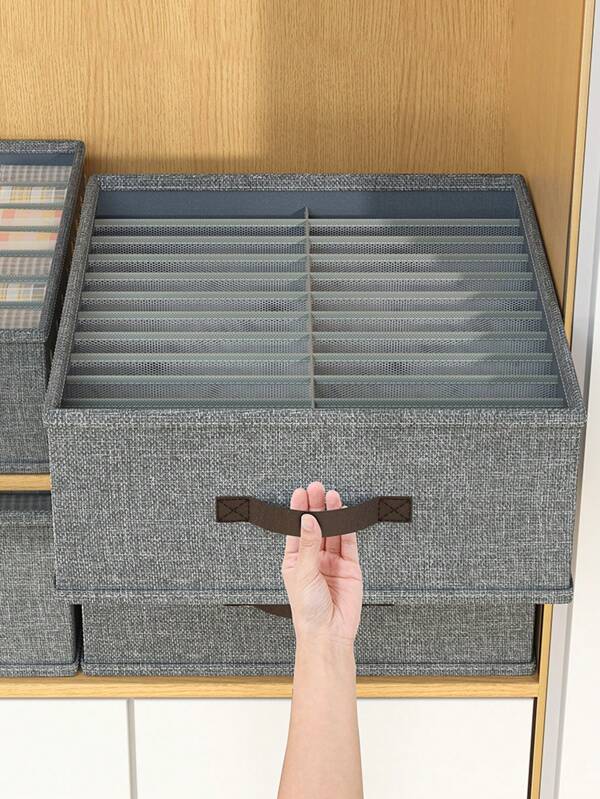 1 pezzo Scatola portaoggetti grigia a doppia fila per vestiti e pantaloni, scatola pieghevole, divisorio, scatola portaoggetti per biancheria intima e calze, scatola portaoggetti da camera da letto, lavabile, stile cassetto, contenitore portaoggetti pieghevole per armadi, scatola e cestino portaoggetti per riporre vestiti, pantaloni, biancheria intima, calze, reggiseni e sciarpe