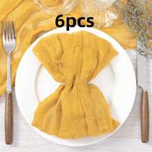 6/12/18/24/30pcs Set Balinese Sheer Coffee Color Napkins, 19.7 X 19.7 Inch Square Romantic Boho Style Transparent Napkins For Gift, Decoration, Vintage Bridal Shower, Birthday Party, Holiday Table Centerpiece (Multi-Color Options)