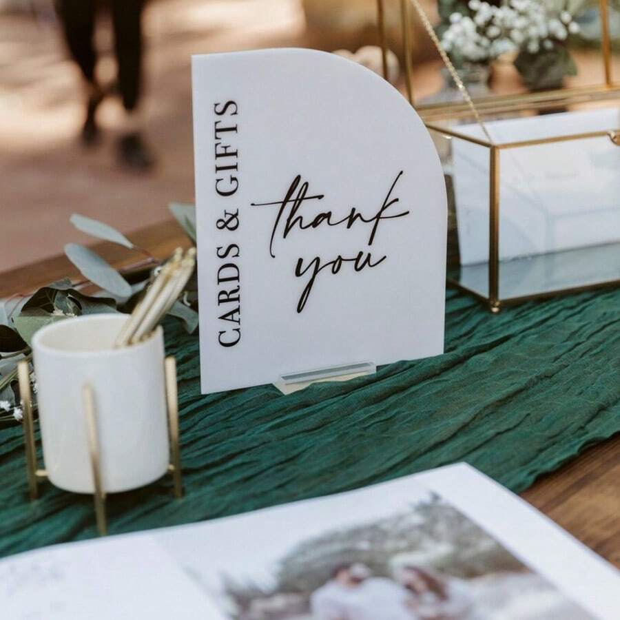 1pc Wedding Cards And Gifts Half Arch Acrylic Sign, Let Your Guests Know Where To Leave Their Cards And Gifts. Summer Birthday Beach Back To School School Supplies Room Decor