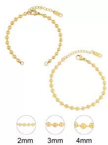 2pcs 2/3/4mm Bead Bracelet Stainless Steel Beads Chain Bracelets Blank Base For DIY Bracelet Jewelry Making Accessories - DIY Chains - View 10