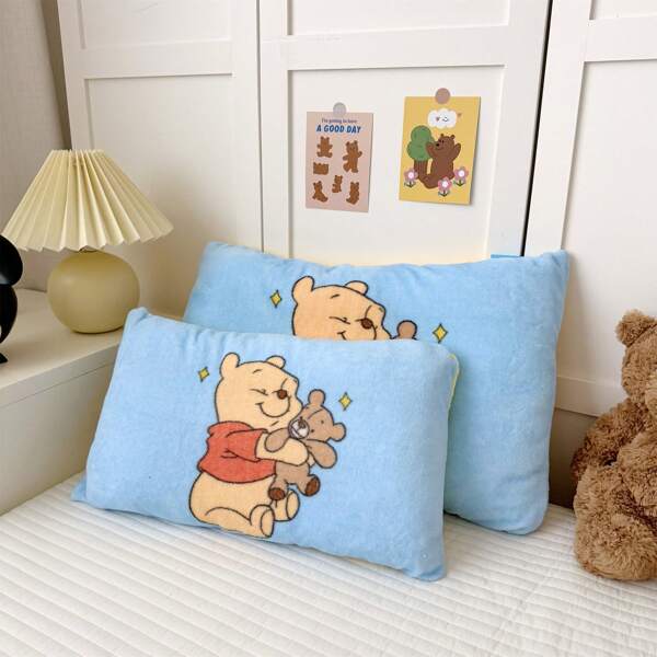 Disney 1pc Cute Cartoon Print Comfortable Baby Pillow, Option A: Milk Velvet, Option B: 3D Bubble Milk Velvet With Pillow Cover And Insert, Soft, Skin-Friendly, Suitable For Napping, Children's Room, Guest Room, Sofa Home Decor, All Seasons