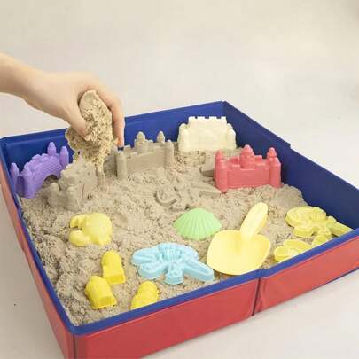 1pc Folding Sand Plate, Portable Sand Plate Folding Tray, PVC Space Sandbox, Beach Supplies Storage Box, Dice Roll Game Tray, Oxford Cloth Sand Fence, Pet Bathing Pool, Outdoor Beach Park Garden Game Supplies