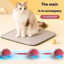 Interactive Striped Rolling Ball Cat Toy, USB Rechargeable Automatic Rotating Cat Toy, Suitable For All Breeds And Sizes Of Plastic Cat Teasing Rod, 18650 Lithium Polymer Battery, 36V Or Lower