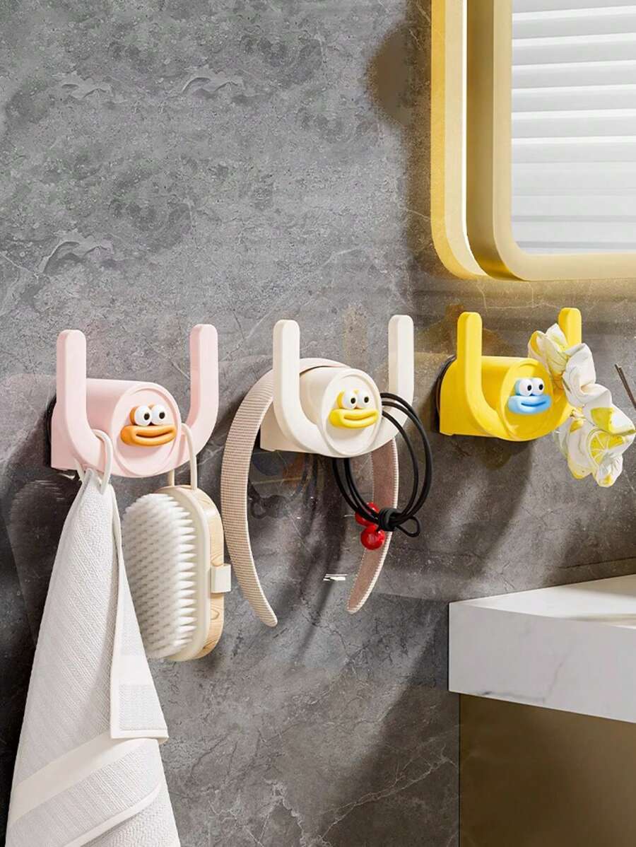 2pcs Wall-Mounted Bathroom Slipper Rack, Adhesive Hanger Rack, No-Drill, Bathroom Storage Shelf For Slippers - Multicolor - View 1