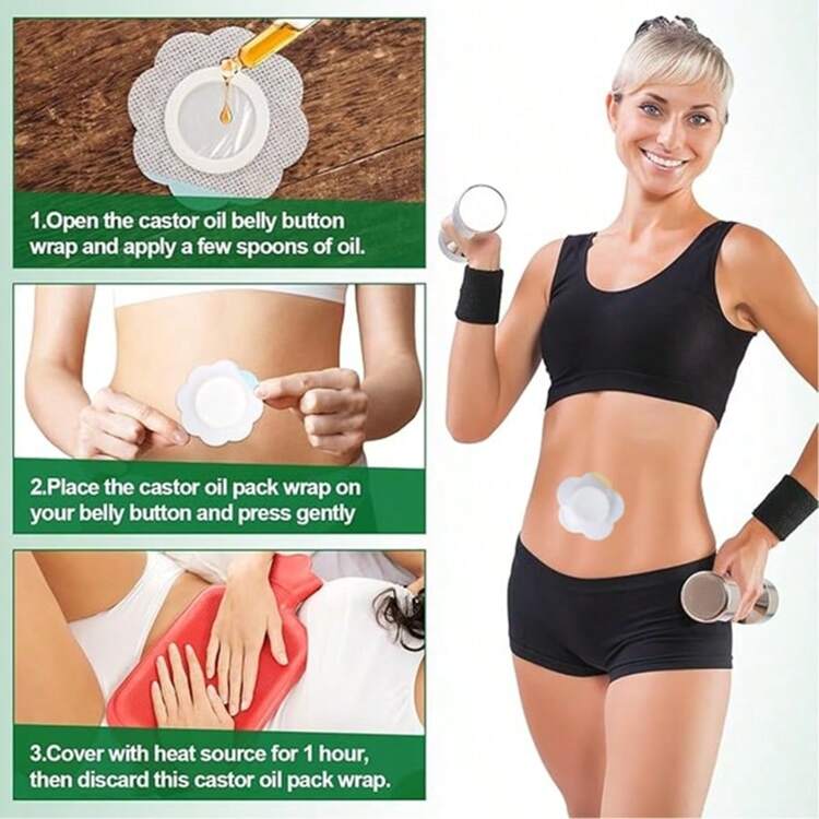 100/50/25/10 件一次性蓖麻油肚脐贴，透气无纺布肚脐贴 - 适合所有皮肤类型（无油） - 彩色 - 查看 3