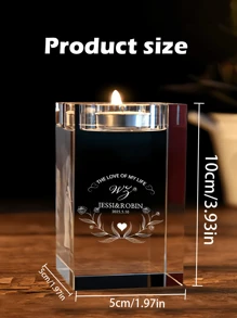 Custom Wedding Anniversary Gift Crystal Candle Holder,Personalized 3D Text Crystal Candle HolderCustom Engraved Crystal Candelabra With YourOwn Lmage Text Anniversary ChristmasBirthday Gifts For Dad Mom Him Her (White),Love Lives Here Crystal Tealight Candle Holder,Personalized Couple Gifts, Engagement Gift,Personalized Pillar Candle Holder