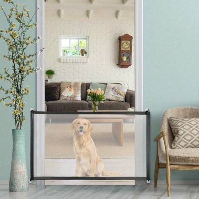 Pet Magic Gate 110 * 72cm Portable Guard Gate Folding Mesh Small Dog Fence Enclosure For Indoor Outdoor Stair Hall Doorway