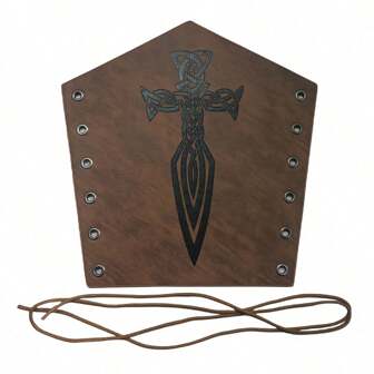 1 pieza Protector de brazo con patrón de espada de estilo retro medieval, accesorio de brazaleta de PU vikingo ajustable para disfraz de cosplay
