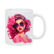 Taza de café de cerámica con diseño de Dama de Rosa, reutilizable, de uso múltiple, con tema de cumpleaños de adultos