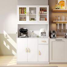 VOWNER Mueble de cocina VOWNER 100 x 40 x 181 cm, aparador de cocina, vitrina, armario alto, mueble aparador con estantes regulables