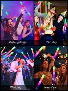 FEINYTAA Glow Sticks Bulk, 101 Pack LED Light Up Foam Sticks 3 Modes Color Flashing,Glow Party Supplies For Wedding Birthday, Raves, Concert, Camping, New Year, Carnival, Halloween Christmas