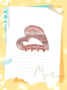 1 件几何图案可爱亚克力发夹发夹，通勤百搭，春夏秋冬，可爱镂空心形，闪亮粉色 - 彩色 - 查看 4