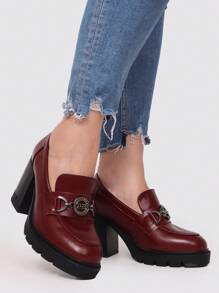 Giày cao gót MOCCASIN StellaMeli bằng da PU có đế dày và đế bệt - Màu Đỏ Sâu - Xem 2