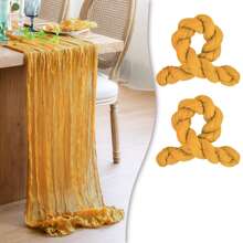 2 peças de toalha de mesa transparente estampada com queijo boho, 35 polegadas (88,9 cm) e 118 polegadas (300 cm) de tecido longo para queijo para chá de bebê, casamento, noiva, aniversário, decoração de festa