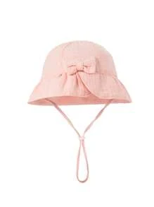 1 件 [1-2 岁] 婴儿亲肤柔软渔夫帽，幼儿可爱蝴蝶结设计太阳帽，多种颜色可选，吸湿排汗，防晒，防风，适合日常休闲穿着和户外使用 - 1PC - 查看 24