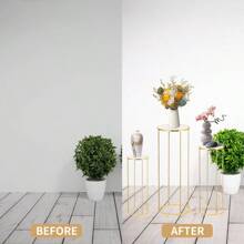 1pc Classic Golden Wrought Iron Plated Round Table Top Flower Stand, Wedding Props, Home Floral Ornaments, Iron Material