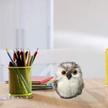 Faux Fur Owl Figurines Realistic Plush Owl Ornaments Small Animal Sculptures Home Garden Decorations