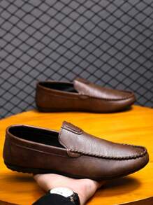 Men's Loafers New Casual Shoes Versatile Moccasins Slip-On Fisherman Shoes Slouchy Shoes Youth Shoes Canvas Flat Boat Shoes Men's Shoes Black Formal Shoes Casual Cloth Shoes Business Leather Shoes (Run Small And Narrow, Suggest Ordering 2 Sizes Up) - Brown - View 6