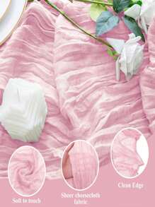 1pc Ruched Gauze Cheese Cloth Table Runner, Soft Touch, Premium Gauze Table Runner, Suitable For Weddings, Parties, Arches, Tables, Birthday Backdrops, Christmas, Baby Showers, Adding Romantic Ambiance And Cozy Party Atmosphere