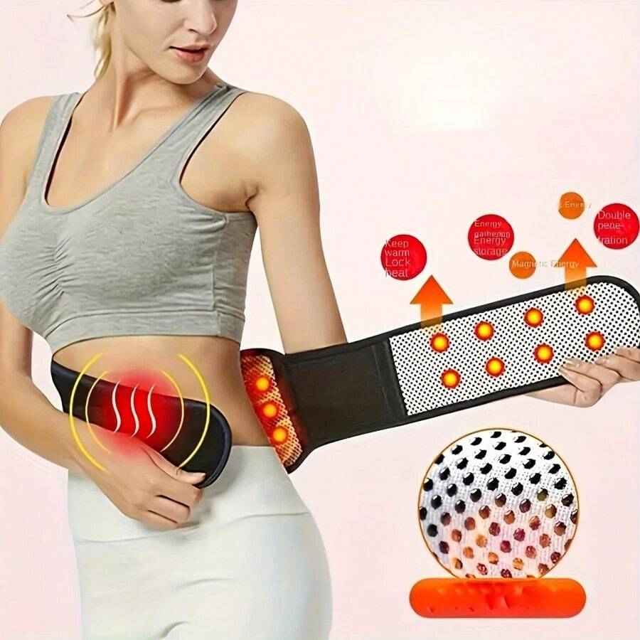 Cintura lombare regolabile con rilassamento termico, comoda fascia di supporto schiena in poliestere per sport e cura quotidiana del corpo - nero - Visualizzare 1