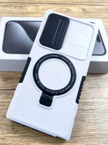 防震装甲滑盖磁力支架无线充电外壳兼容三星 Galaxy S25 S24 S23 S22 Ultra Plus 防震防摔保护套防水防刮 - 白色 - 查看 3