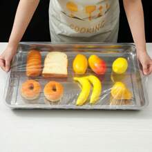 100 bucăți de folie de plastic de unică folosință de calitate comercială, potrivite pentru restaurante, grătar etc. - Dimensiune foarte mare, poate acoperi boluri și farfurii universale