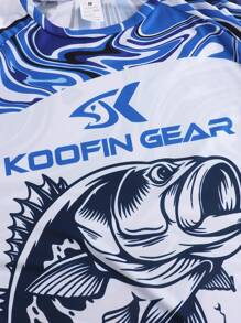 Camisa de pesca para exteriores de alto rendimiento, con tela suave y transpirable, mangas raglán y diseño divertido de pesca - Ropa de pesca - azul real - Ver 8