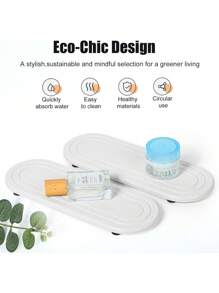 2PCS Water Absorbing Stone Tray, Fast Drying Diatomite Stone Sink Tray, Water Absorbent Diatomite Coasters, Stone Soap Tray For Kitchen Sink, Bathroom Counter Hand Soap Dish Toothbrush Holders,Storage And Organization,Toothbrush Holder,Bathroom Accessories,Bathroom Decor,Kitchen Decor