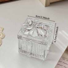 1 Stück Schleife Kristallglas Schmuckaufbewahrungsbox - Transparenter Deckel, elegante multifunktionale kompakte Aufbewahrungsbox, geeignet für Schmuckaufbewahrung auf der Kommode, Wohn-/Schlafzimmer Dekoration, perfektes Geschenk, für Urlaub, Strand, Bad, Schlafzimmer, großes Fassungsvermögen