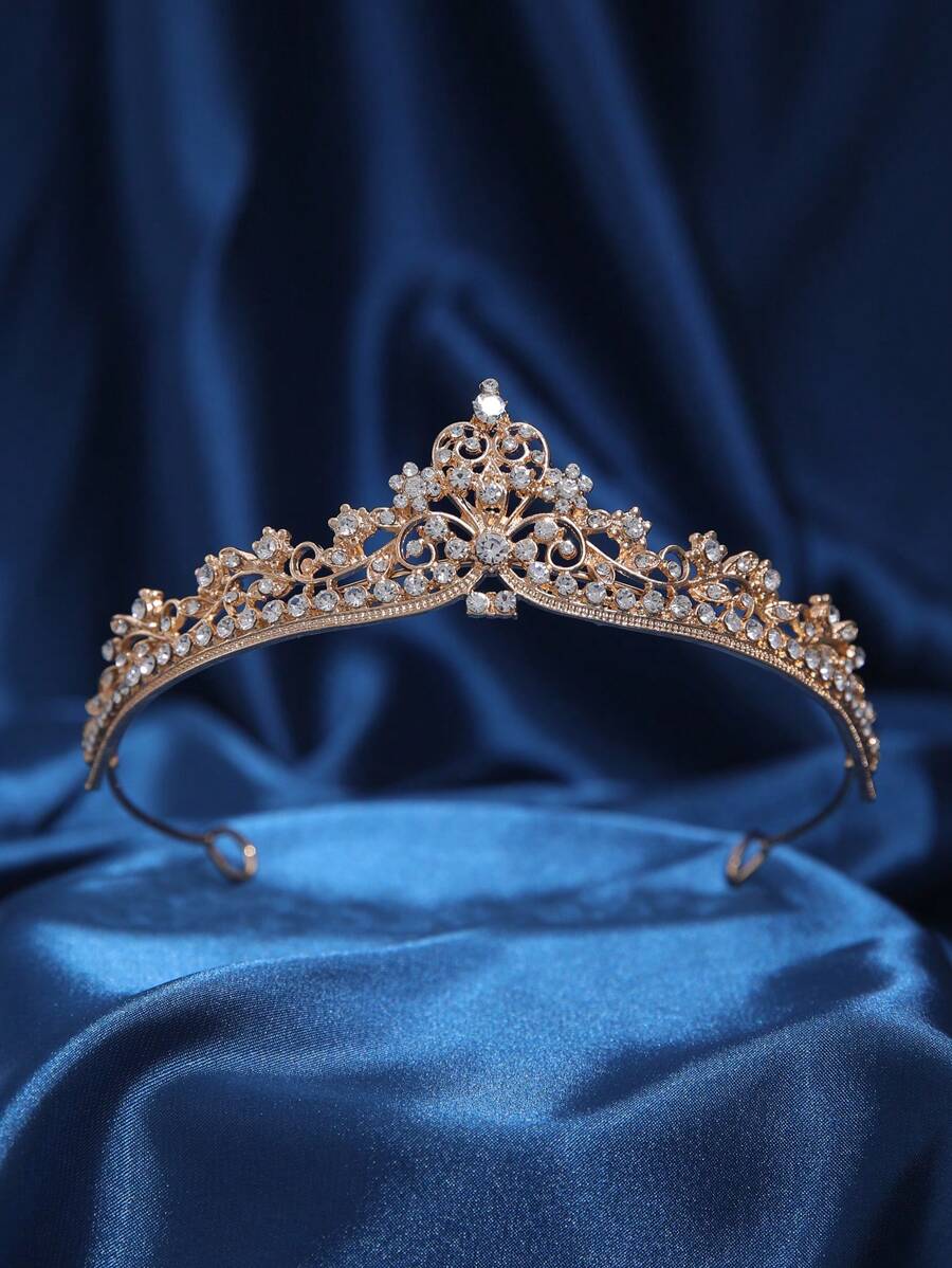 1 件镶有水钻的合金皇冠头带，适合派对、生日、婚礼
