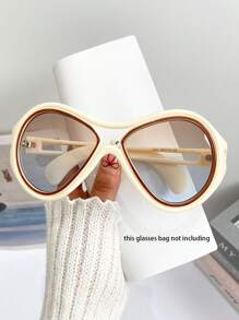 New Personalized Color Block Y2K Oversized Double-Beam Fashion Fashion Glasses, Suitable For Women & Men, Street Style, Party, Festival, Hiphop, Dance Show, Daily Casual, Couple, Beach, Unique Design - Multicolor - View 11