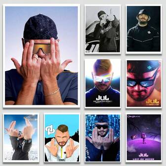 1 件无框墙面艺术海报 JuL C'est Quand Qu'il S'eteint 将爱挂在墙上，让您的家成为说唱传奇的世界。让我们挂上这幅画作，风格超一流，优质帆布印刷收藏礼品复古海报墙面艺术画卧室学习流行可选框架