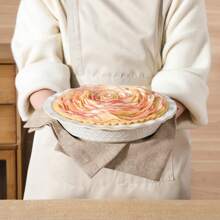 MALACASA 2 Pcs Ceramic Baking Tray Set, Round Pie Dish With Bas-Relief,  White With Honeycombed Design And Flower Design, Baking Dish, Pie Pans, 1200ml - White - View 7