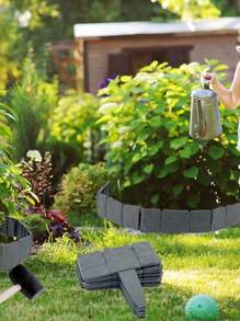 10/20/30pcs Plastic Garden Landscape Edging Decorative Border Fencing, Interlocking Lawn Lawn Stakes Home Yard Lawn Flower Bed Plant Decor