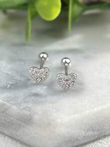Stylever 1pc S925 Sterling Silver Heart Shape Stud Earring For Women Simple Fashion Fine Jewelry Earring Gift For Girls Daily Life Dating Decor