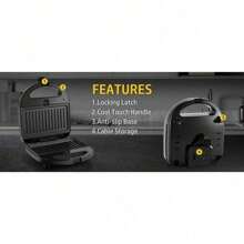 Panini Press Grill Indoor Sandwich Maker With Temperature Setting, 4 Slice Large Non-Stick Versatile Grill, Opens 180 Degrees To Fit Any Type Or Size Of Food, Removable Drip Tray, 1200 W Crepe-CBETCL - 預設 - 查看 9