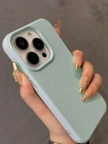 Minimalistyczne i eleganckie etui na telefon z teksturą Litchi w kolorze nieba, kompatybilne z iPhone'em 11/12/13/14/15/16/16 Pro Max, ochronna obudowa telefonu