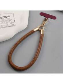 1pc Leather Short Phone Lanyard Wristband, Fashionable High-End Outdoor Wrist Strap, Keychain Sturdy Lanyard Gifts For Mother, Family, Friends, Birthday, Holiday Phone Charm, Phone Chain