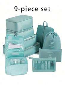 9 件/套旅行打包整理立方体,大容量多功能拉链封口手持旅行包,包括整理立方体、网袋、化妆包、鞋袋、瓶套、抽绳袋、普通包、内衣袋、防水洗漱包,适用于衬衫、内衣、衣服、化妆品、粉饼、粉底、眼影、眼线笔、粉饼、洗漱用品、牙刷和牙膏 - 彩色 - 查看 17