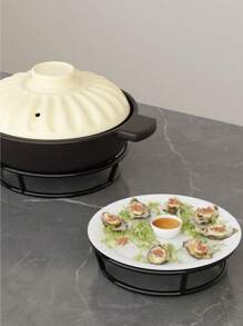 厚实坚固的锅架，2 层厨房储物架，耐热圆形锅架