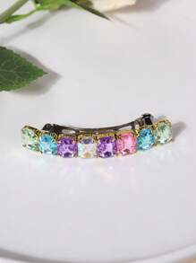 1pc Random Color Rhinestone Simple Fashion Versatile Spring Hair Clip, School Stuff, Looks Of Party