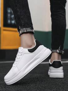 New Men's Spring/Summer Breathable Casual Thick Sole Fashionable Sneakers, Versatile & Comfortable, Ins Style - Black and White - View 5